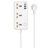 WiWU Wi-S005 7 in 1 High-Capacity Power Strip, 30W PD GaN Fast Charging Port (USB-C), 4000W Max, Output interface: 1xType-C, 3x USB-A, 3xAC - White